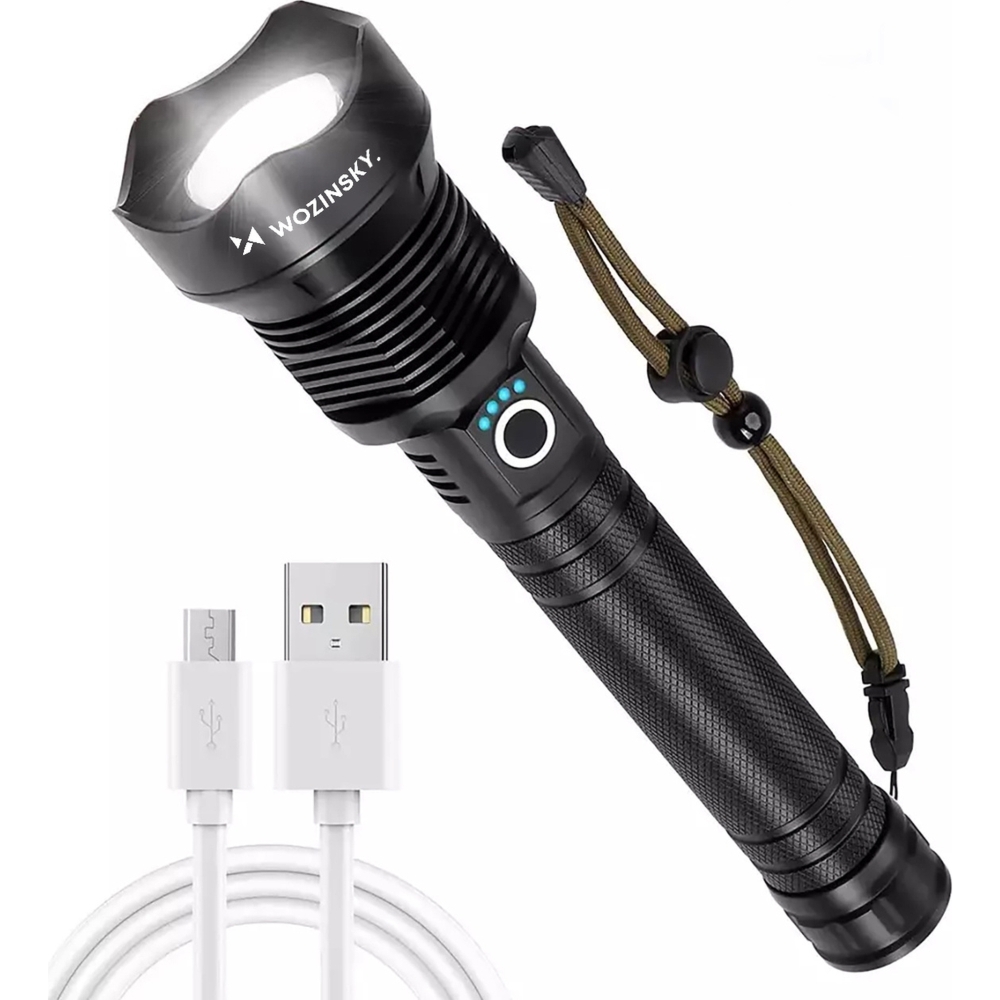 Latarka taktyczna Wozinsky WLT-20W, 20 W, 2000 lm, dioda CREE, IP65, czarna