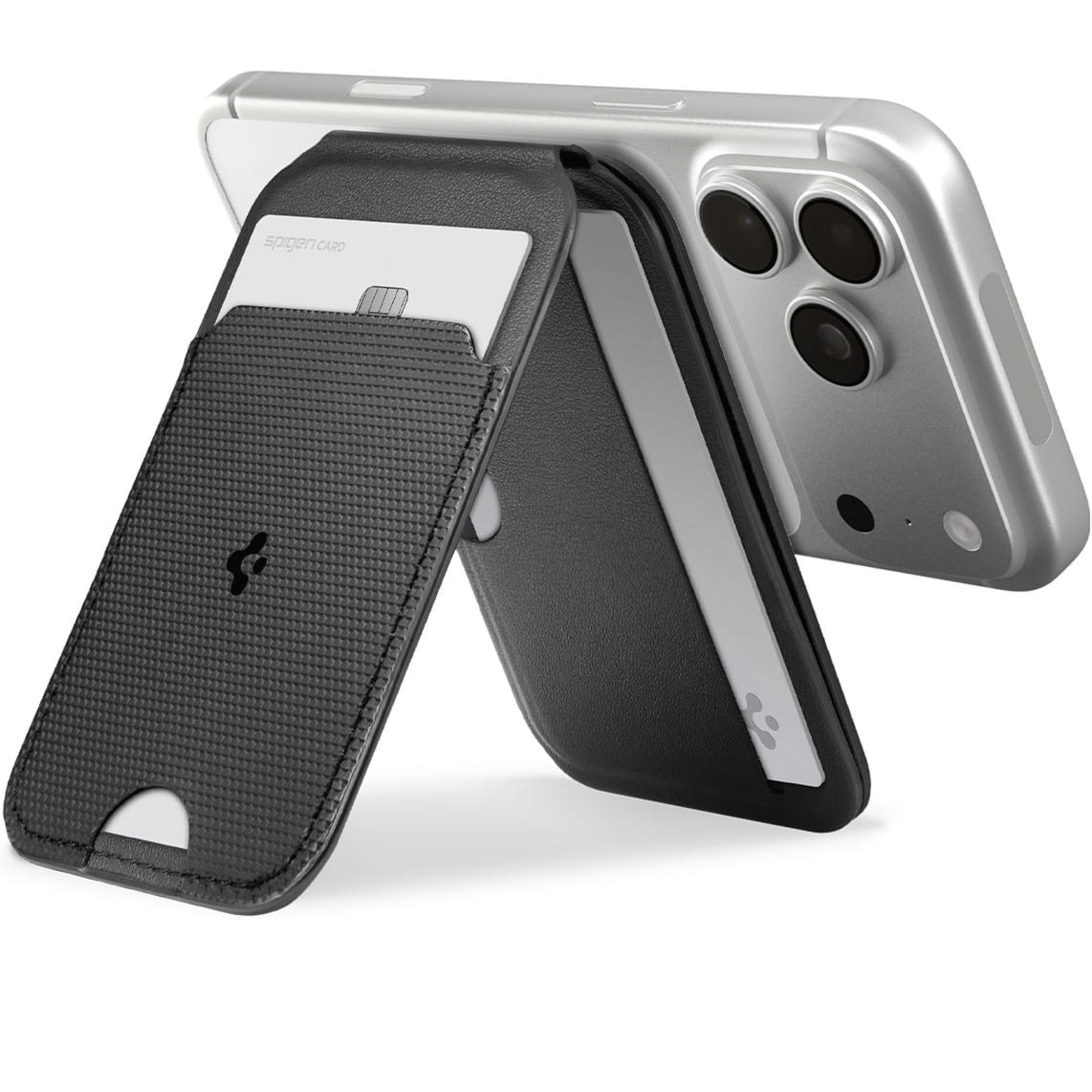 Portfel na karty z podstawką Spigen Slim Fold Mag S314-2 do MagSafe, czarny