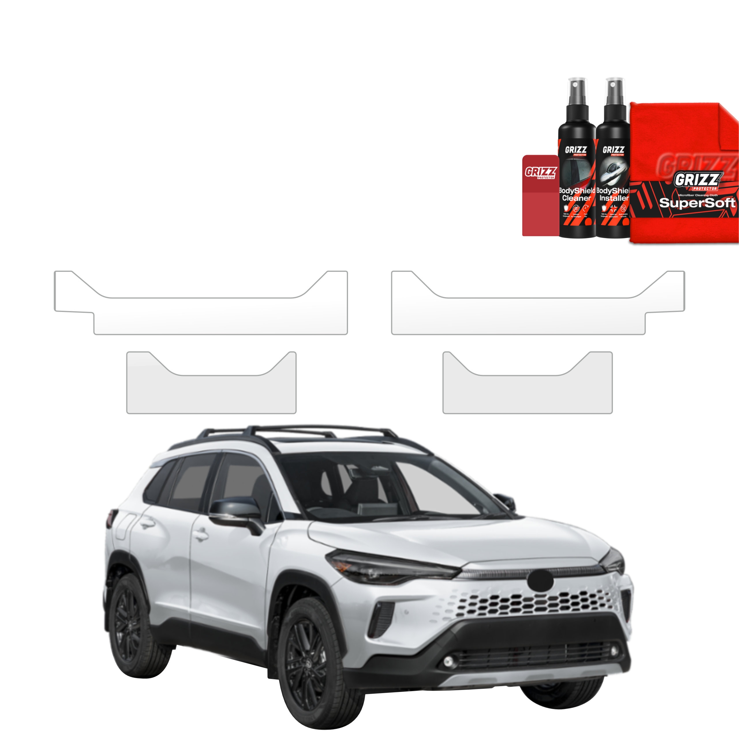 4w1 Bezbarwna folia ochronna Grizz Protector na progi Toyota Corolla Cross (2026)