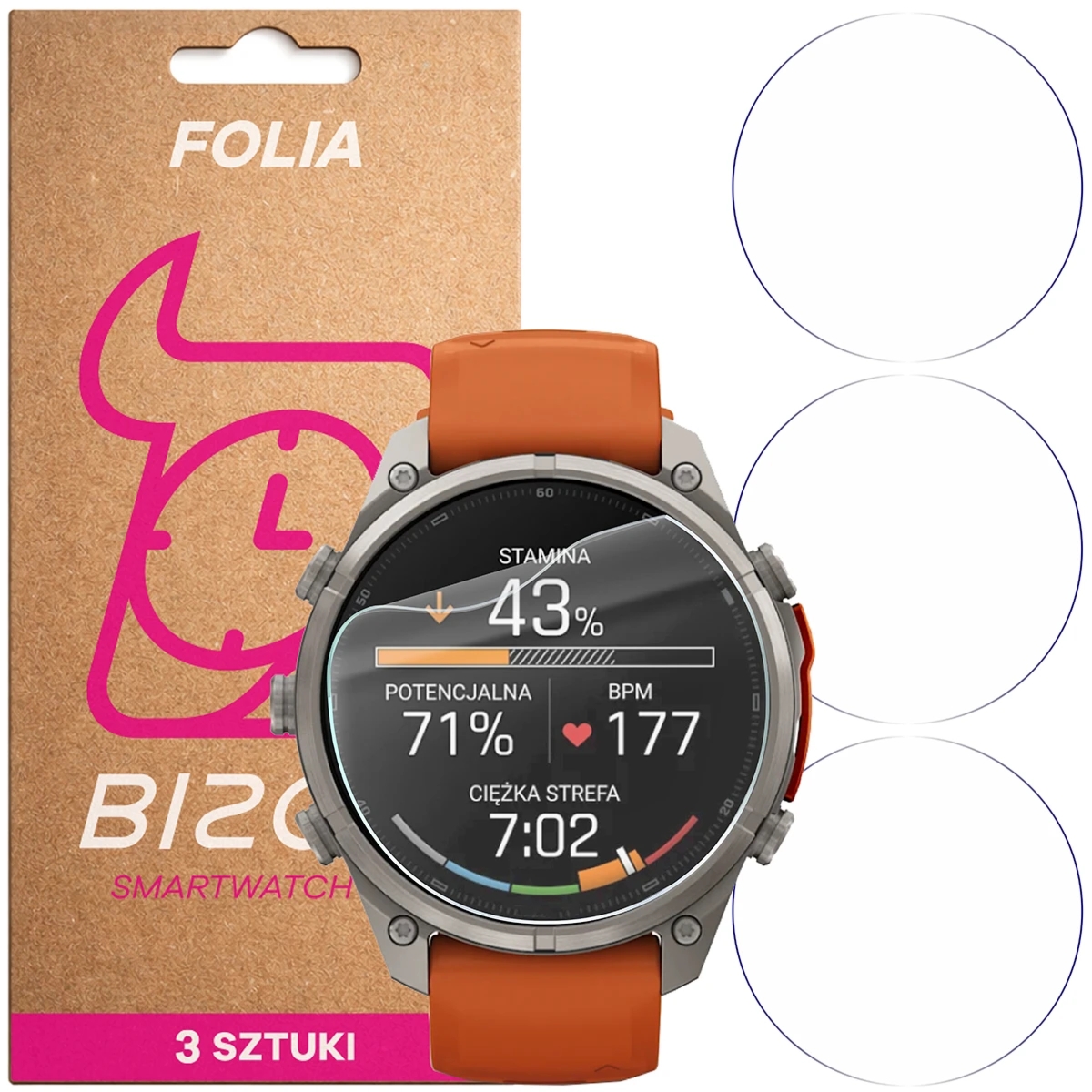 Folia ochronna na ekran zegarka Bizon Watch Film HydroFlex do Garmin Fenix 9 Pro (47 mm), 3 sztuki