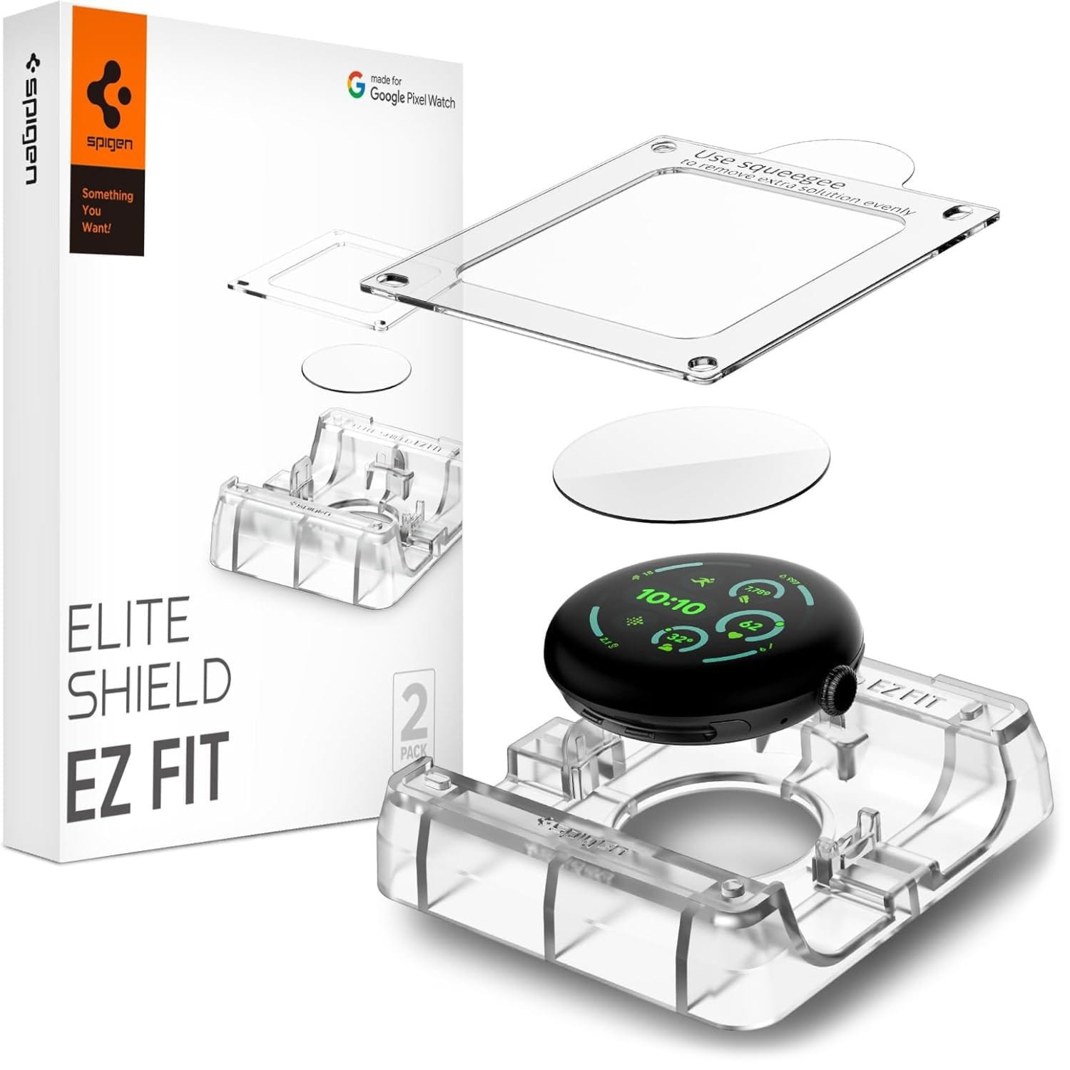 Folia + Aplikator Spigen Elite Shield EZ Fit 2-Pack do Pixel Watch 4 / 3 (45 mm), przezroczyste