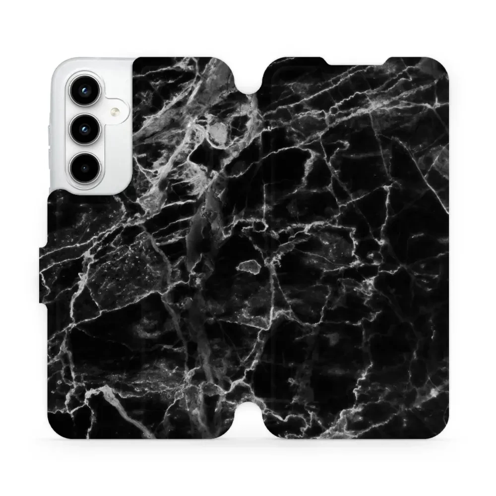Etui z klapką do Galaxy A35 5G, Mobiwear Book, czarny marmur