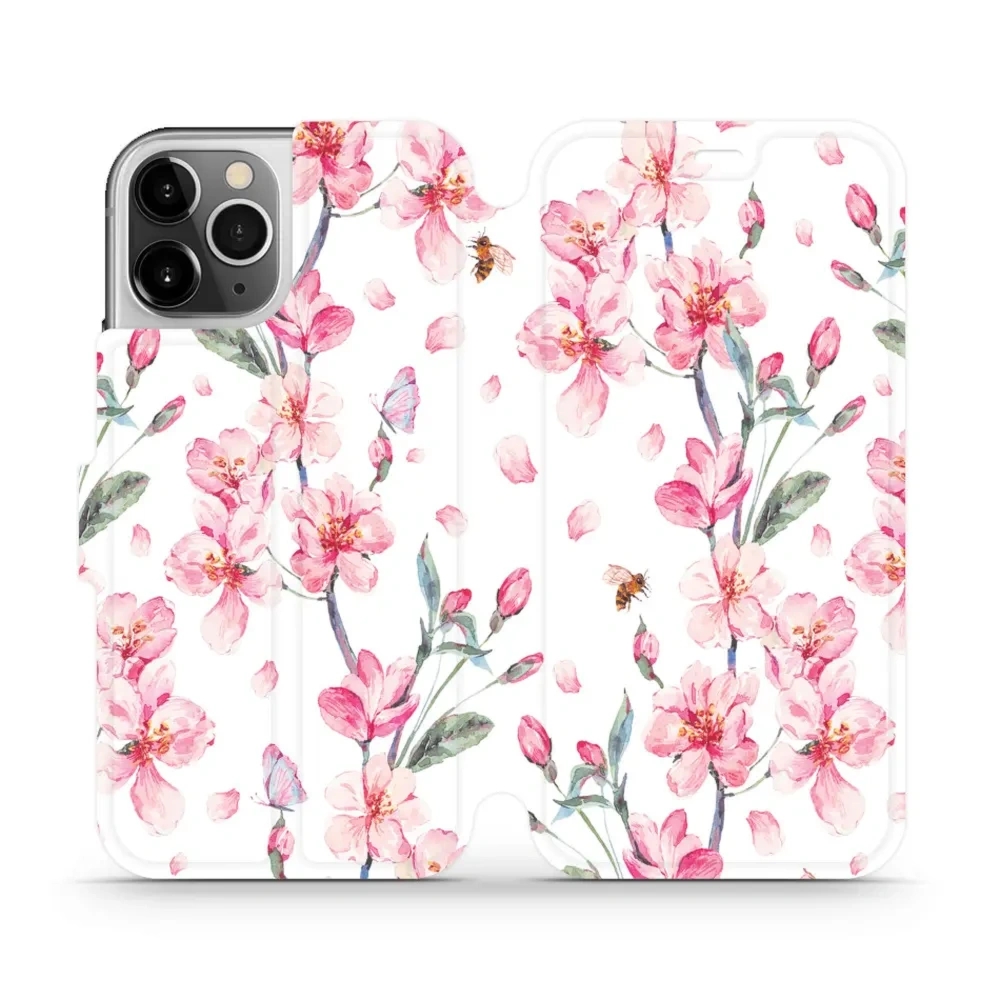 Etui z klapką do iPhone 12 Pro, Mobiwear Book, różowa wiosna