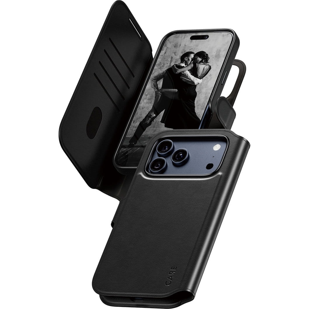 Etui z klapką CARE by PanzerGlass Feature Tango 2w1 Wallet Magnetic do iPhone 17 Pro Max, czarne