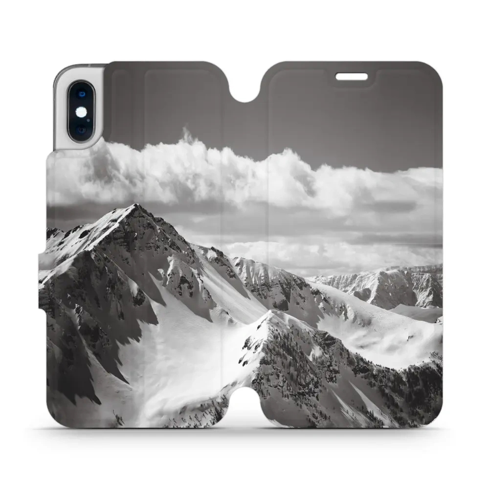 Etui z klapką do iPhone Xs, Mobiwear Book, górski szczyt