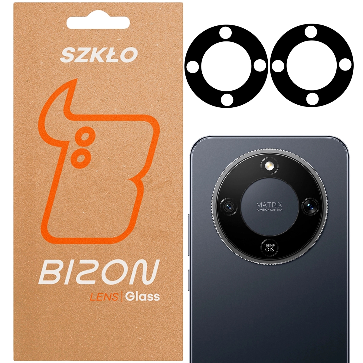 Szkło na aparat Bizon Glass Lens do Honor Magic8 Lite, 2 sztuki