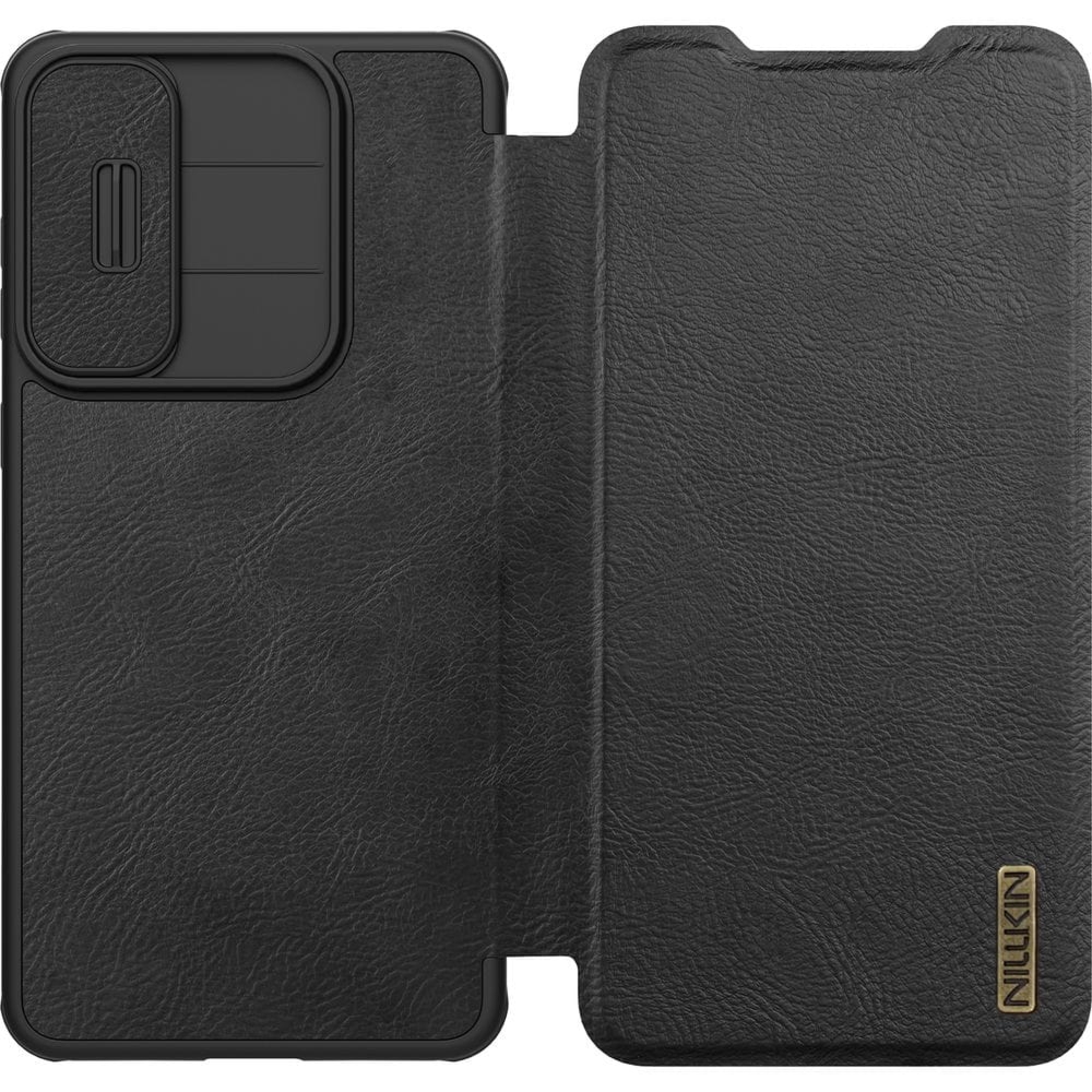 OUTLET: Etui z klapką i ochroną aparatu Nillkin Qin Pro do Galaxy S25 Edge, czarne