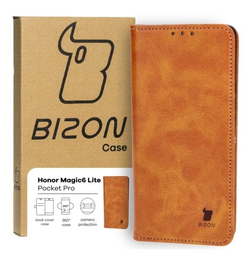 Image of Etui z klapką Bizon Case Pocket Pro do Honor Magic6 Lite, brązowe