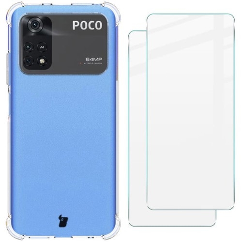 Image of Etui + 2x szkło Bizon Case Clear Pack do Xiaomi Poco M4 Pro 4G, przezroczyste