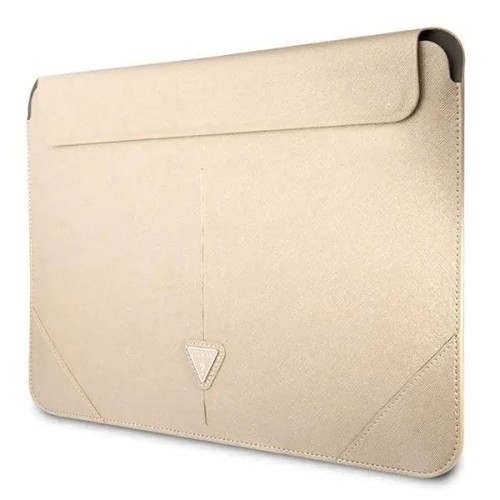 Image of Etui Guess Sleeve Saffiano Triangle Macbook 13" /14'', beżowe
