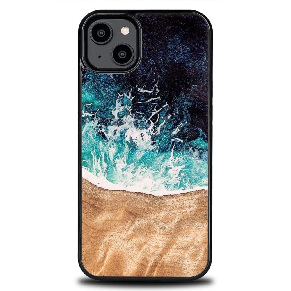 Drewniane etui do iPhone 14 Plus, Bewood Unique Dream Island, niebiesko-brązowe