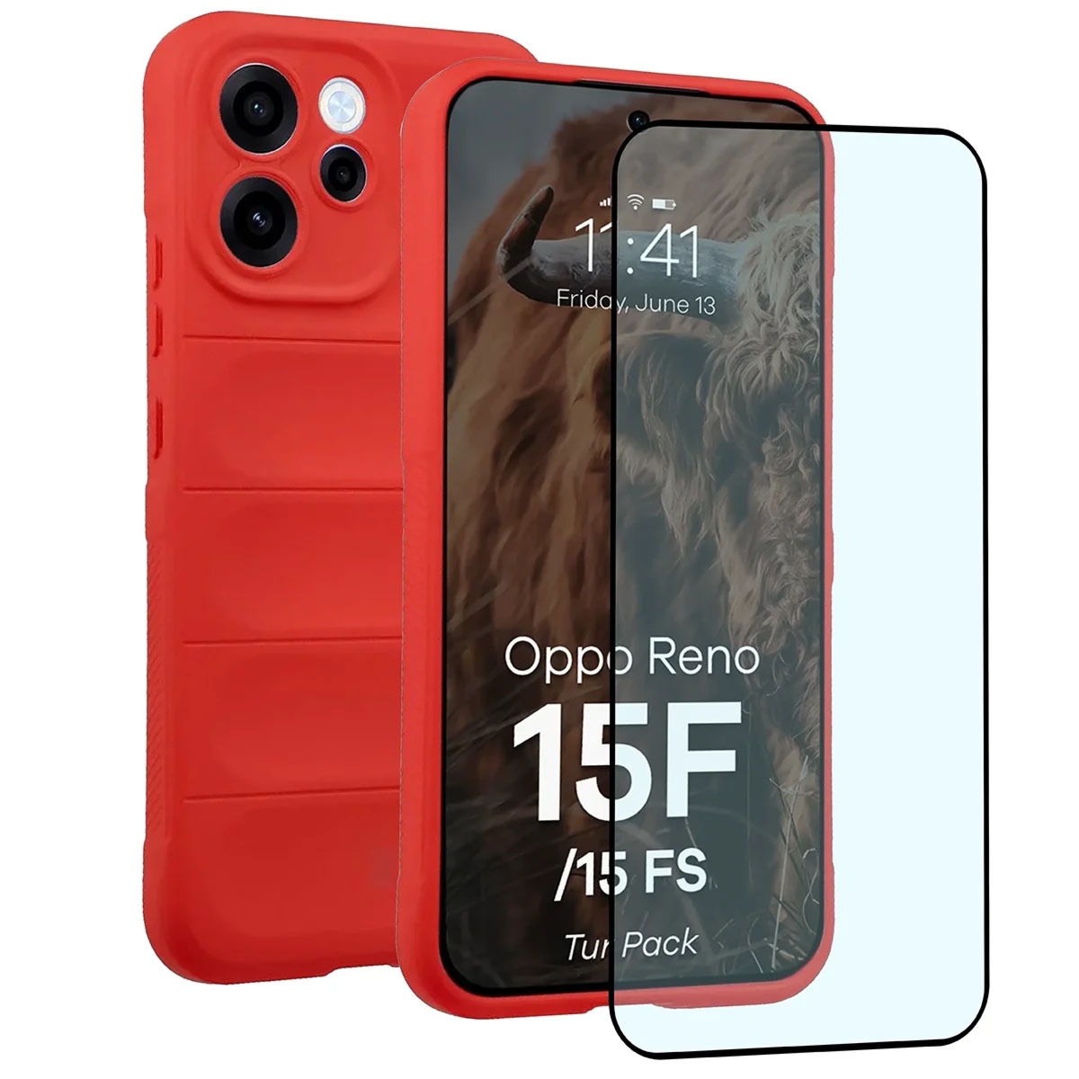 Pancerne etui + szkło hartowane Bizon Tur Pack do Oppo Reno 15 F / FS, czerwone