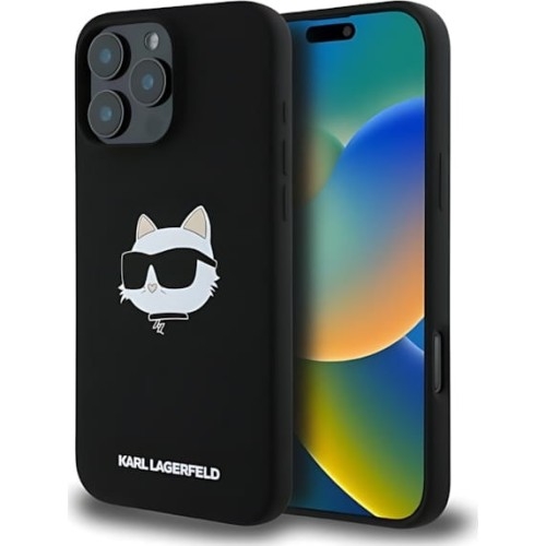 Image of Etui Karl Lagerfeld Hard Case Silicone Choupette Head do iPhone 16 Pro Max, czarne