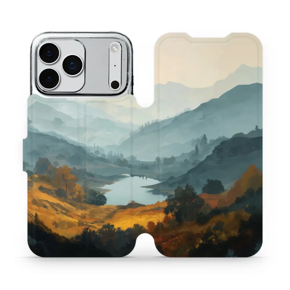 Etui z klapką do iPhone 17 Pro Max, Mobiwear Book, jezioro w dolinie