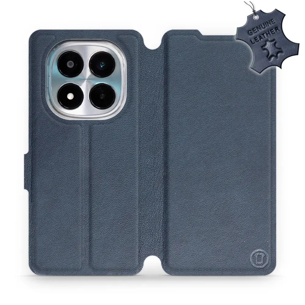 Etui z naturalnej skóry do Xiaomi POCO M8 Pro 5G, Mobiwear Leather, granatowe