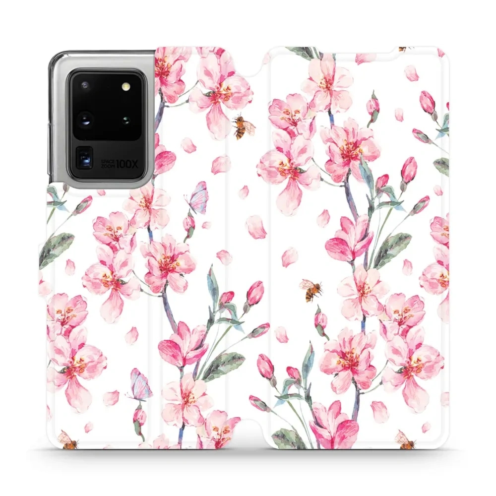 Etui z klapką do Galaxy S20 Ultra, Mobiwear Book, różowa wiosna
