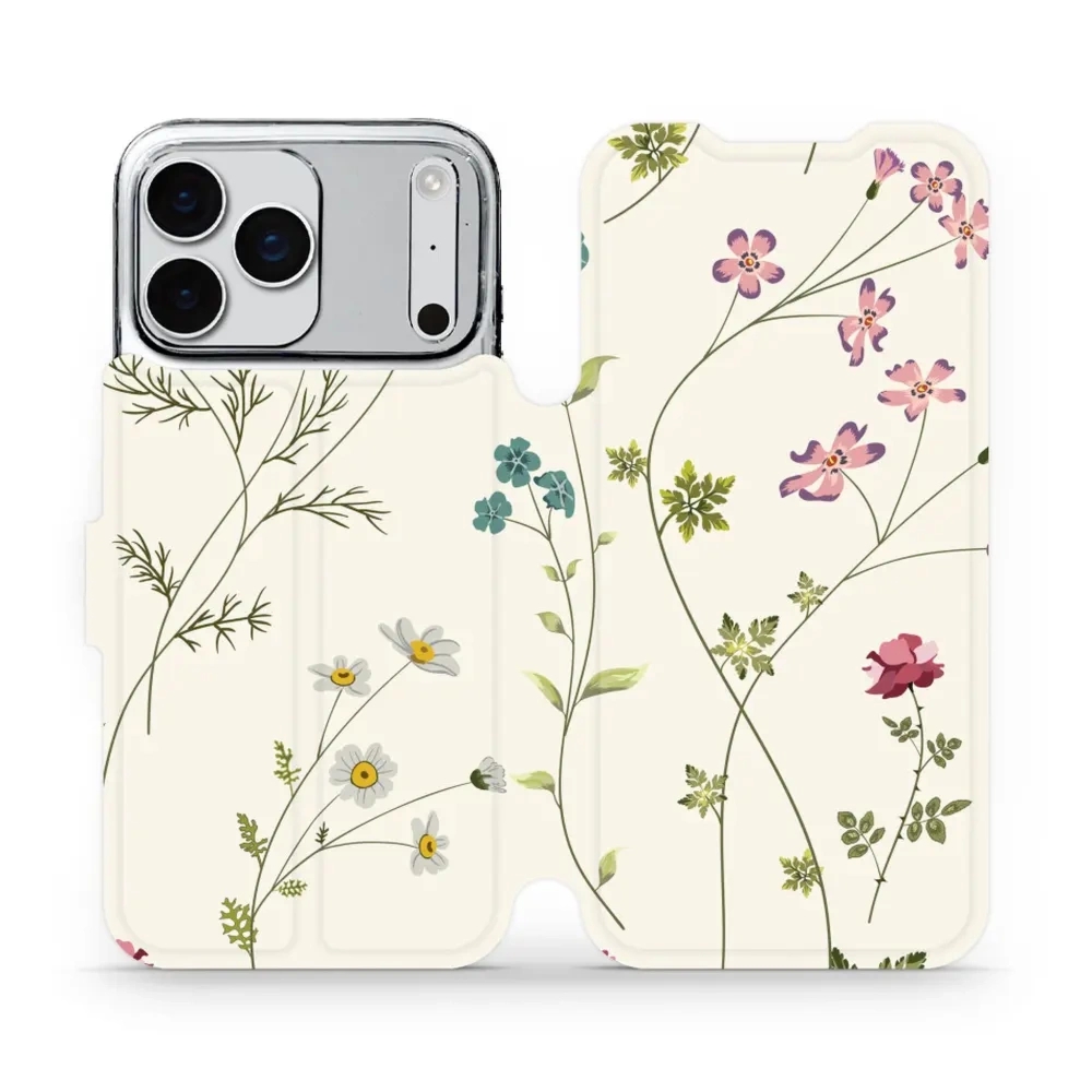 Etui z klapką do iPhone 17 Pro Max, Mobiwear Book, polne kwiaty