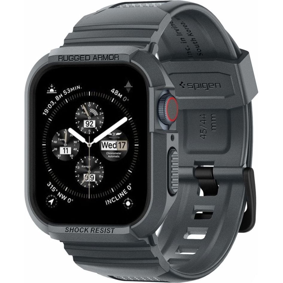 OUTLET: Etui z paskiem Spigen Rugged Armor Pro do Apple Watch 9/8/7/6/5/4/SE – 45/44mm, szare