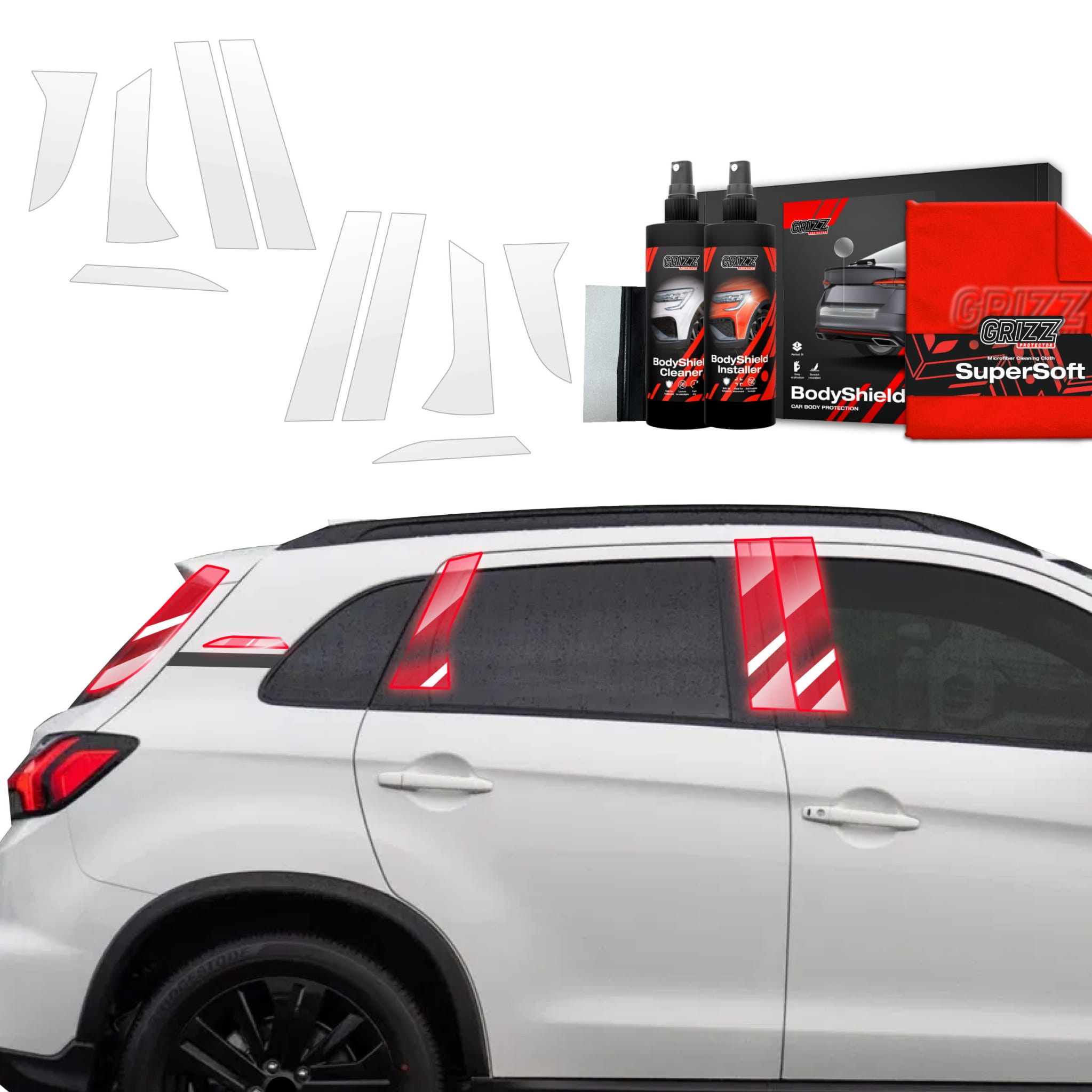 10w1 Folia ochronna Grizz Protector na słupki do Mitsubishi ASX Facelift (2024-2026)