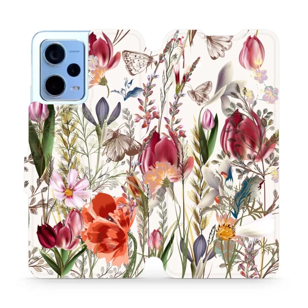 Etui z klapką do Xiaomi Redmi Note 12 5G, Mobiwear Book, bukiet kwiatów