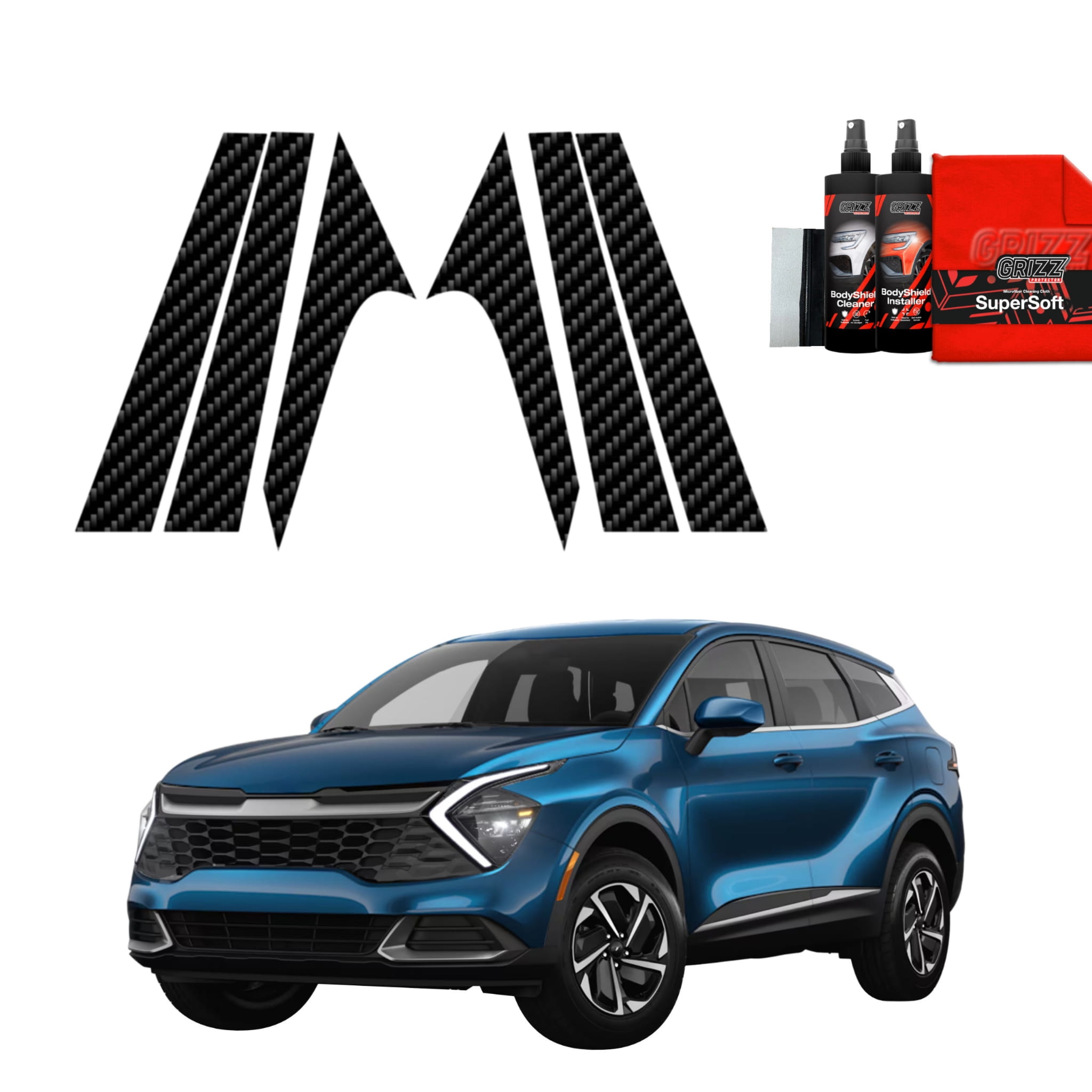6w1 Folia karbonowa Grizz Protector na słupki do Kia Sportage 5 (2021-2025)
