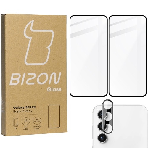 Image of 2x Szkło + szybka na aparat BIZON Edge 2 Pack do Galaxy S23 FE