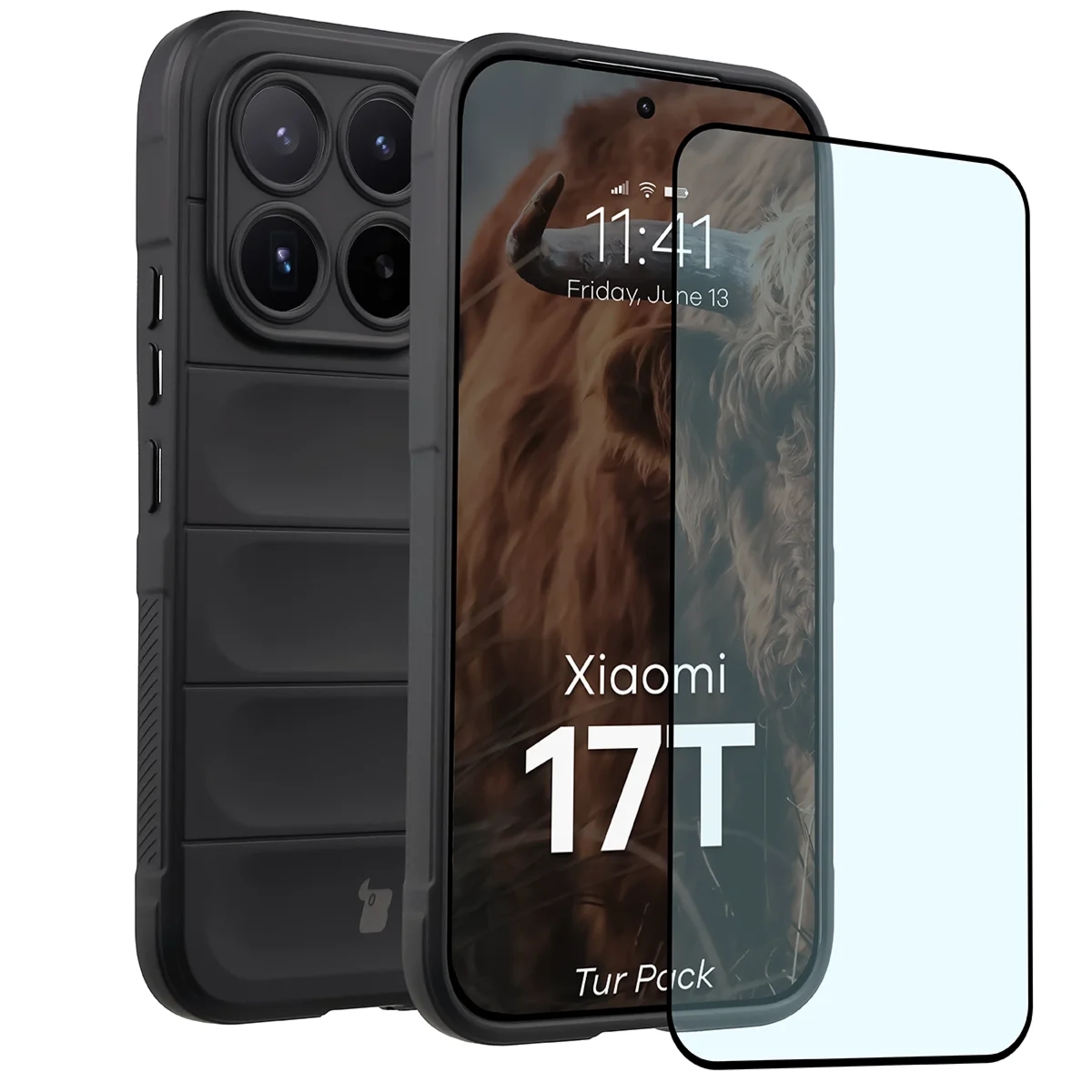 Pancerne etui + szkło hartowane Bizon Tur Pack do Xiaomi 17T, czarne