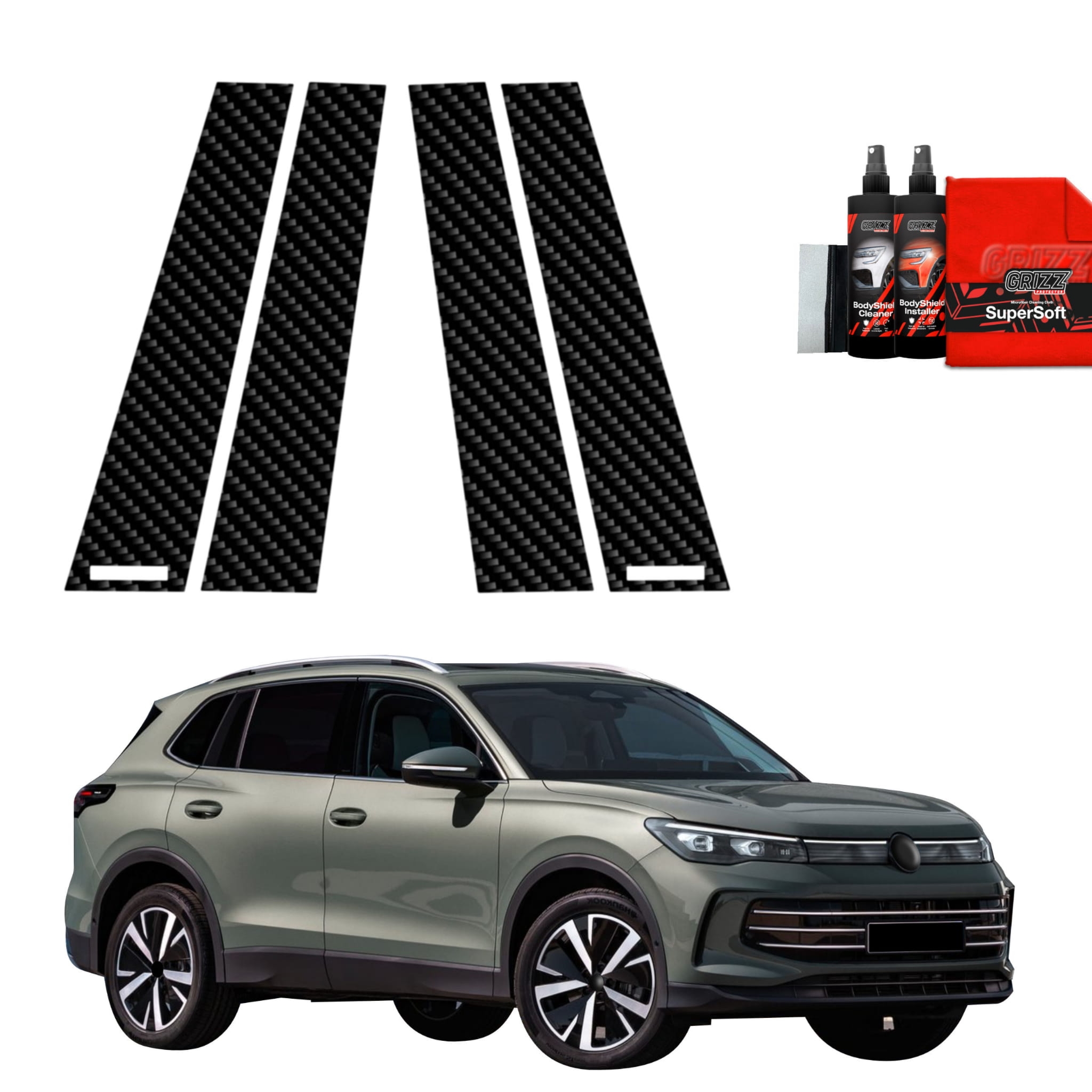 4w1 Folia karbonowa Grizz Protector na słupki do Volkswagen VW Tiguan 3 (2024-2026)