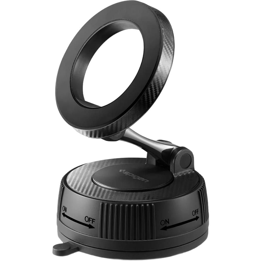 Uchwyt samochodowy, magnetyczny na telefon na deskę rozdzielczą / szybę do MagSafe Spigen MFT36 Magnetic Car Mount, czarny