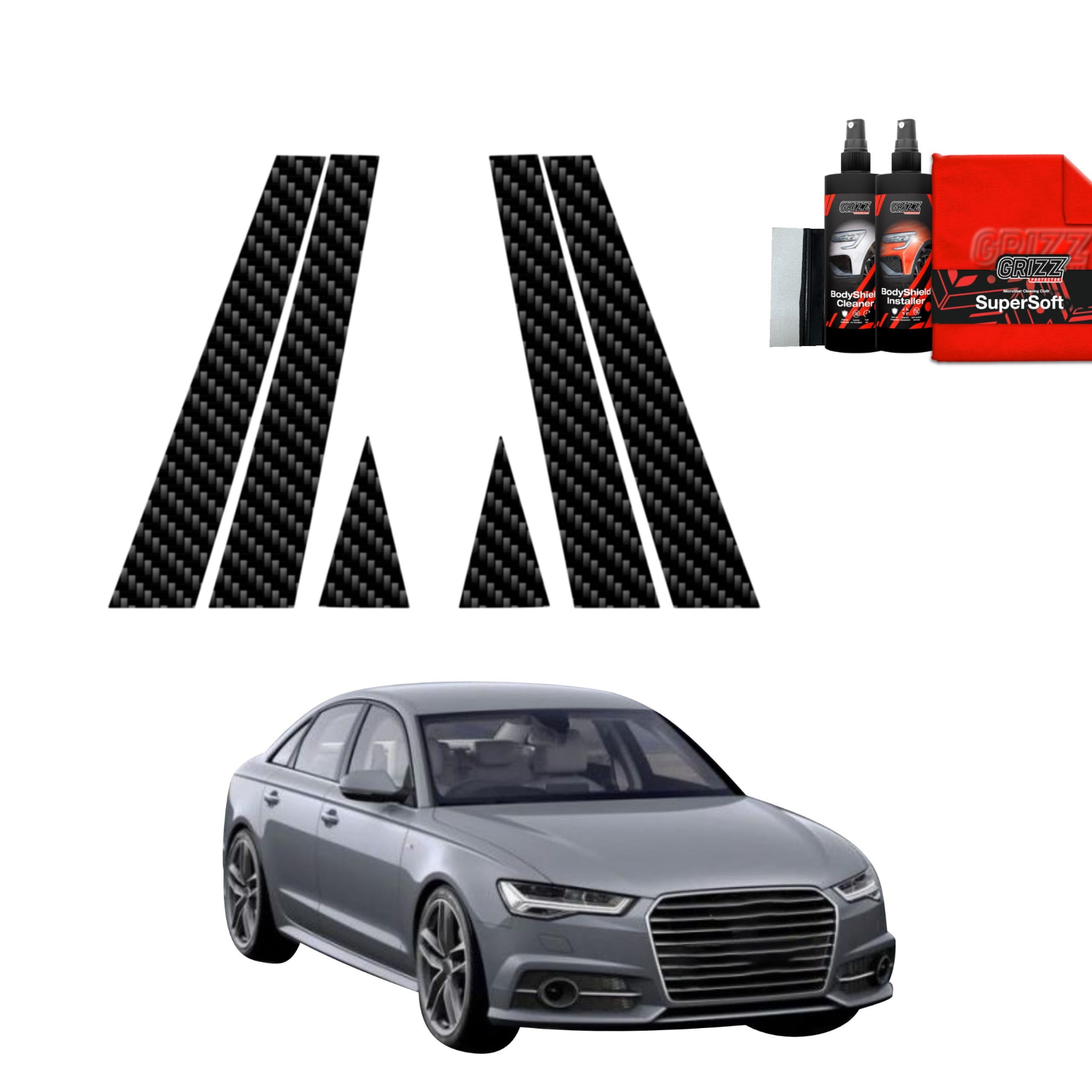 6w1 Folia karbonowa Grizz Protector na słupki do Audi A6 C7 Sedan (2011-2014)