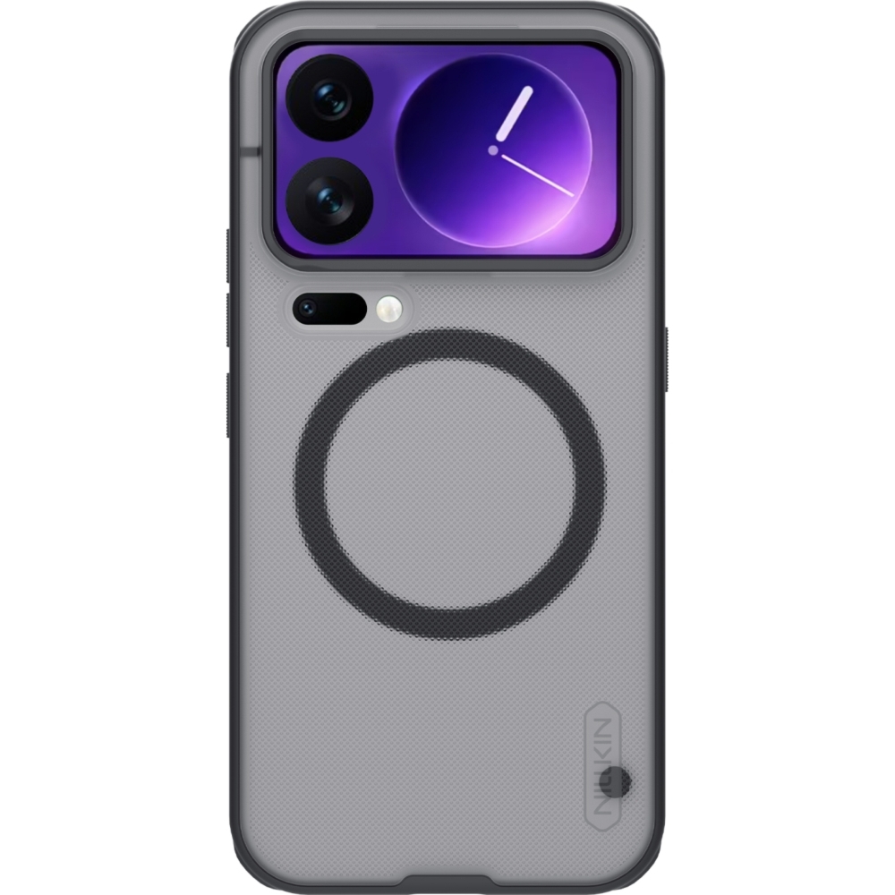 Etui Nillkin Frosted Shield Pro Magnetic do MagSafe do Xiaomi 18 Pro Max, przydymione z czarną ramką