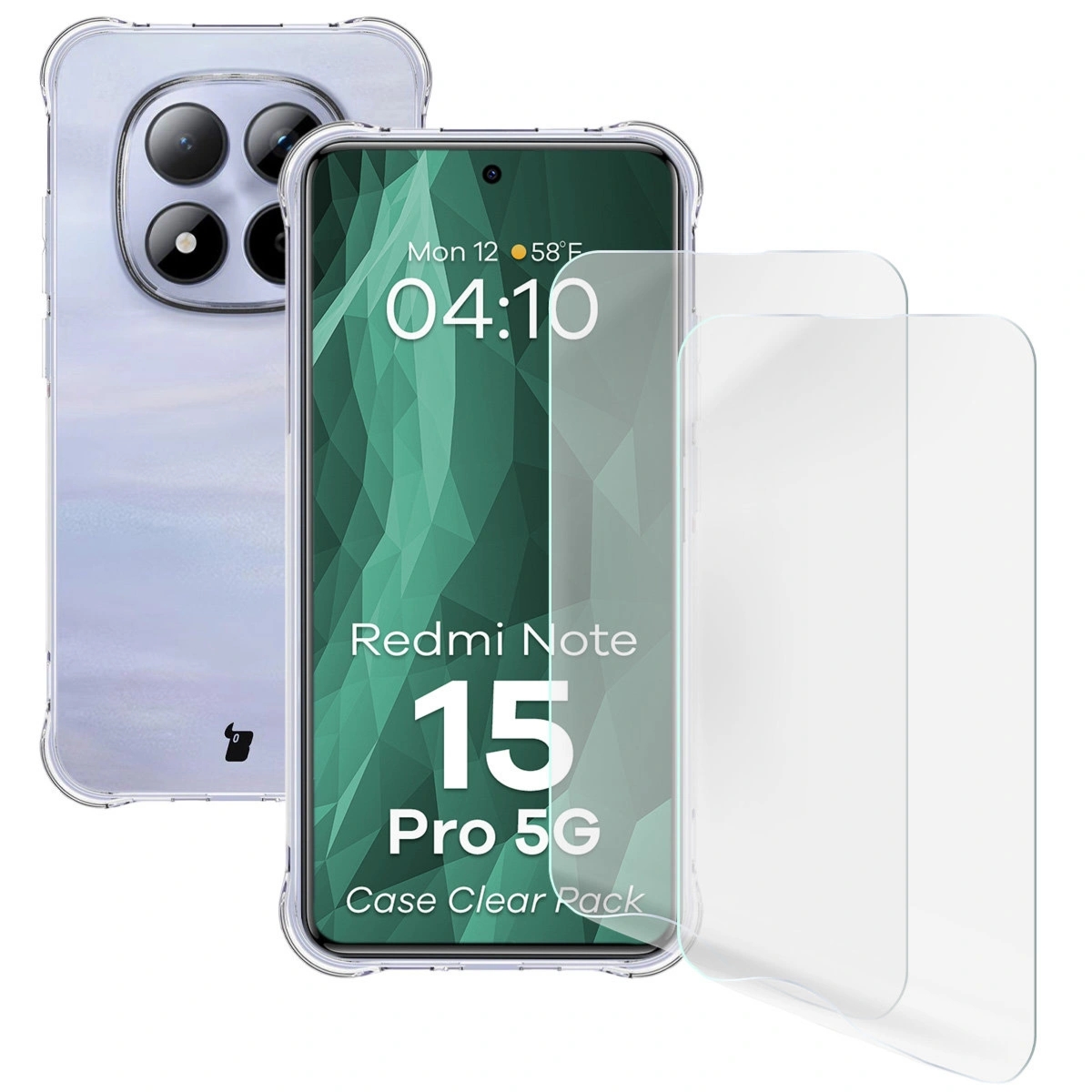 Elastyczne etui + 2x folia na ekran Bizon Case Clear Pack do Xiaomi Redmi Note 15 Pro 5G