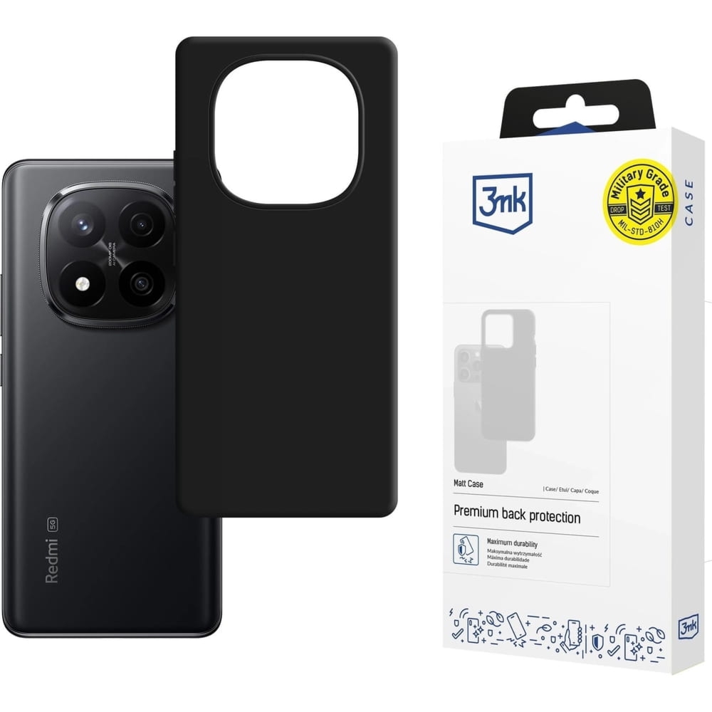 Etui 3mk Matt Case do Xiaomi Redmi Note 15 Pro 5G, czarne matowe