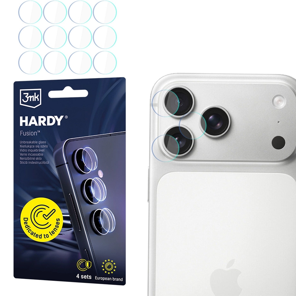 4x Szkło hybrydowe na soczewki aparatu, 3mk Hardy Fusion Lens Protection do iPhone 18 Pro Max / 18 Pro