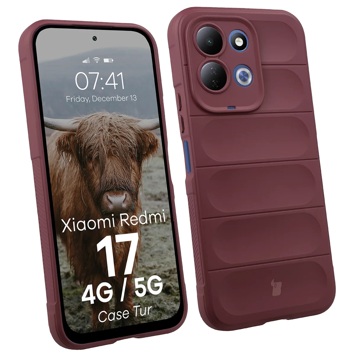 Pancerne etui Bizon Case Tur do Xiaomi Redmi 17 4G/5G, burgundowe