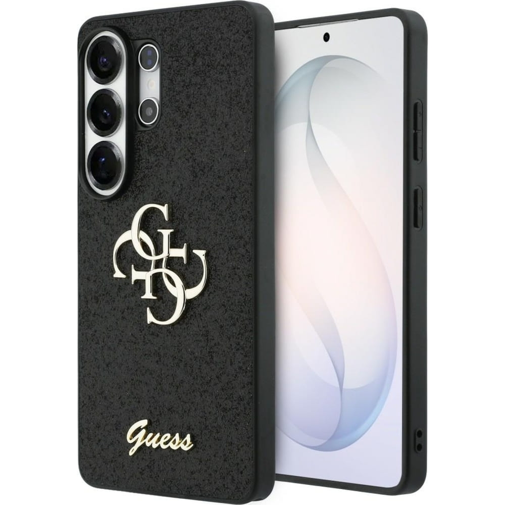 Etui Guess Fixed Glitter do Galaxy S26 Ultra, czarne brokatowe z Big Logo