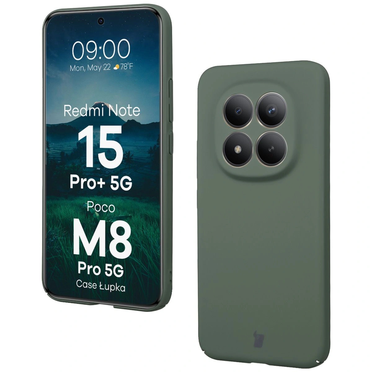 Etui Bizon Case Łupka do Xiaomi Redmi Note 15 Pro Plus 5G / POCO M8 Pro 5G, zielone