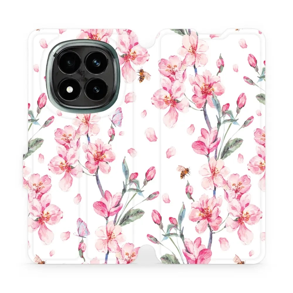 Etui z klapką do Xiaomi Redmi Note 14 Pro Plus 5G, Mobiwear Book, różowa wiosna