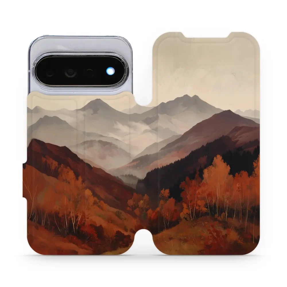 Etui z klapką do Google Pixel 11 Pro, Mobiwear Book, mglista dolina w górach