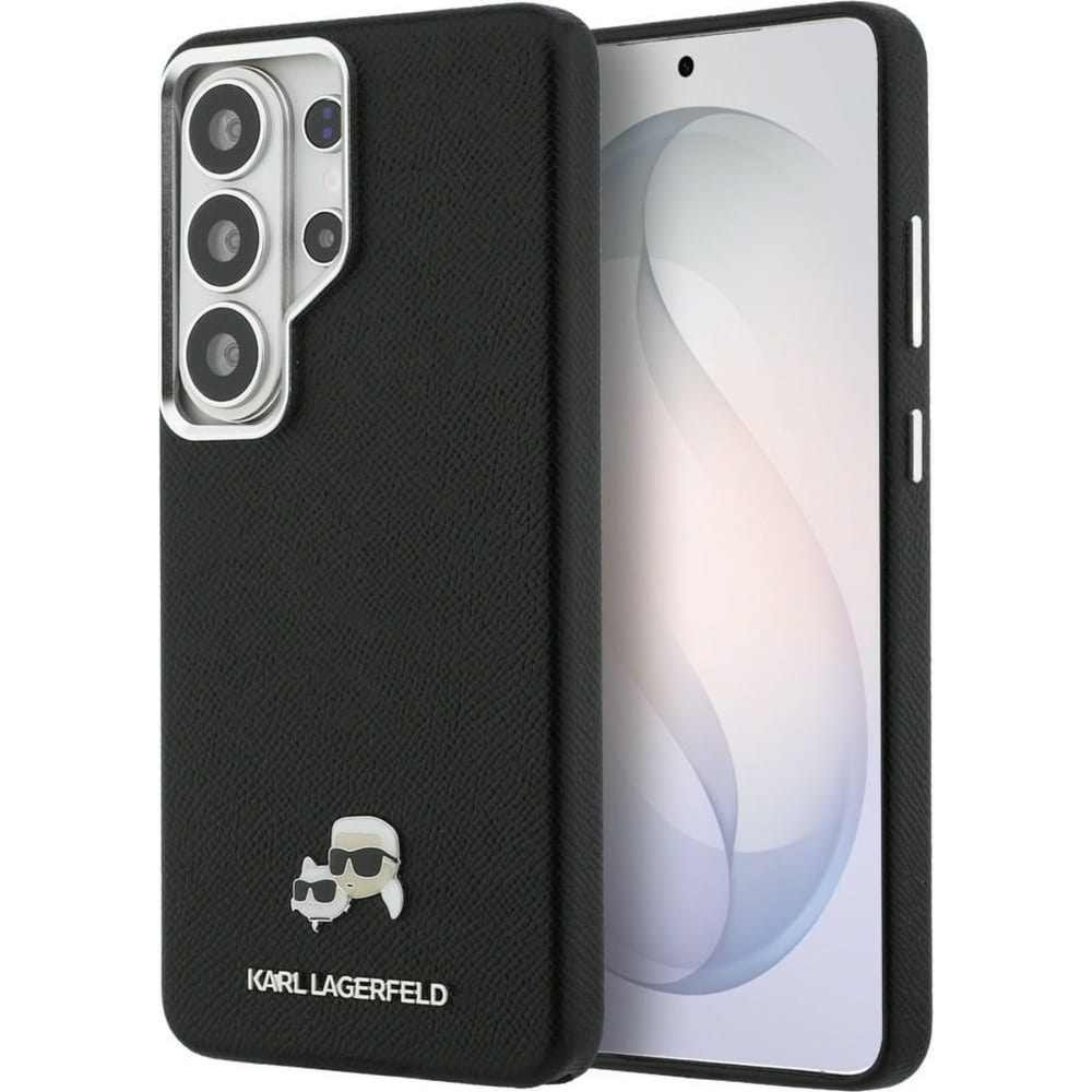 Etui Karl Lagerfeld Saffiano Full Wrapped MagSafe do Galaxy S26 Ultra, czarne z wzorem projektanta i Choupette