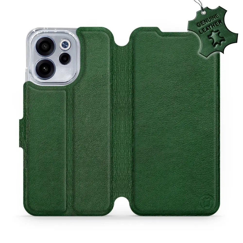 Etui z naturalnej skóry do Oppo Reno 15 F, Mobiwear Leather, zielone
