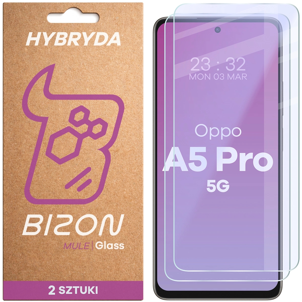 Elastyczne szkło hybrydowe Bizon Hybrid Mule Duo do Oppo A5 Pro 5G, 2 sztuki