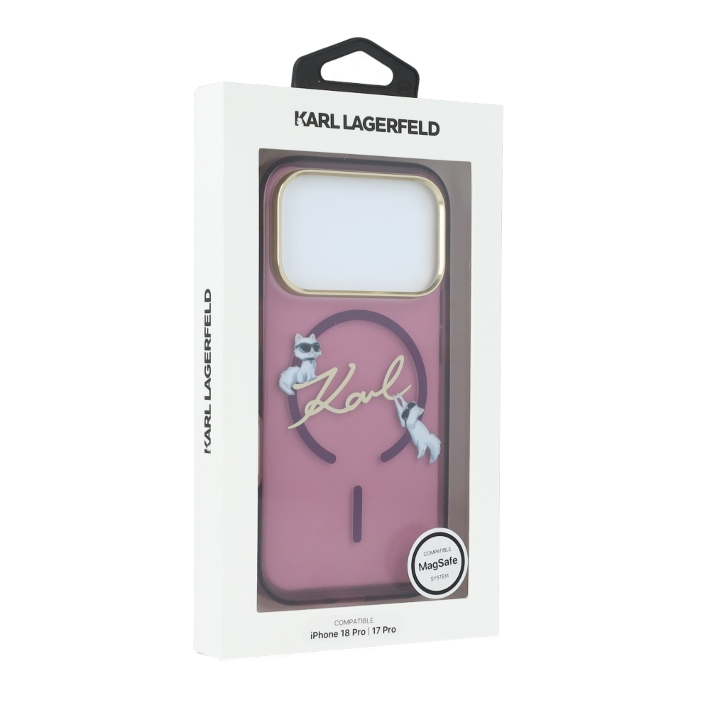 Etui Karl Lagerfeld Hardcase Script Logo do iPhone 18 Pro / 17 Pro do MagSafe, bordowe
