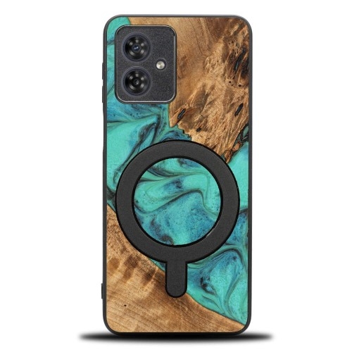 Image of Drewniane etui do Motorola Moto G54 5G, Bewood Unique Turquoise do MagSafe