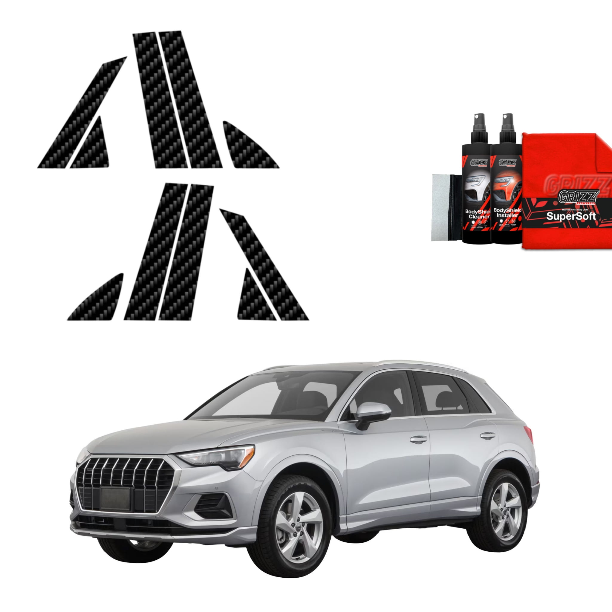 10w1 Folia karbonowa Grizz Protector na słupki do Audi Q3 Sportback (2018-2025)
