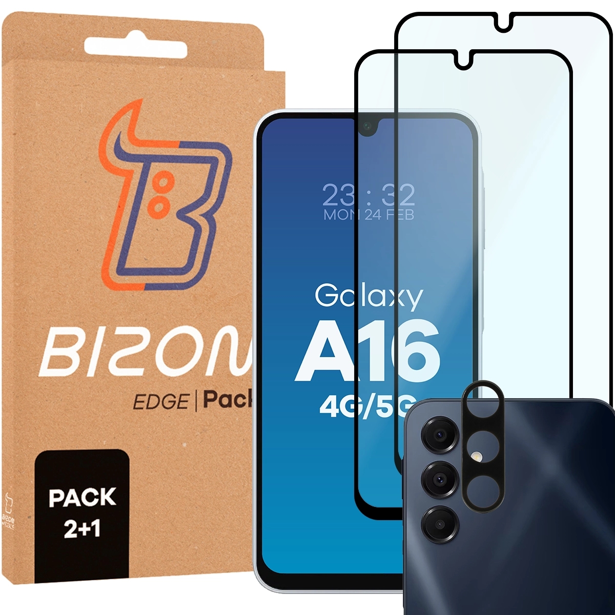 Image of 2x Szkło + szybka na aparat Bizon Edge 2 Pack do Galaxy A16 4G / 5G