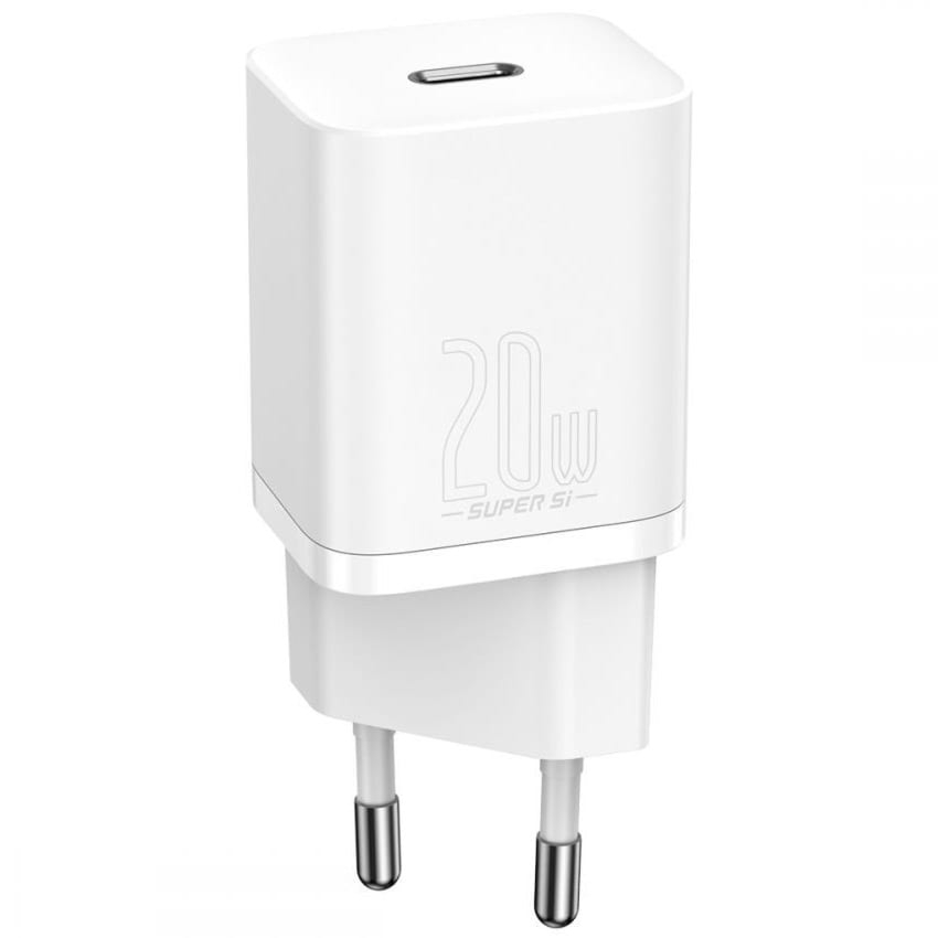 Ładowarka sieciowa USB-C 20W, Baseus Super Si, biała