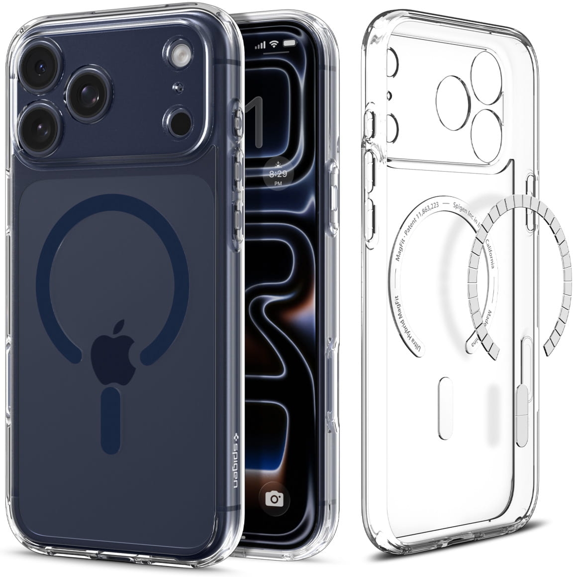 Etui Spigen Ultra Hybrid Mag do MagSafe do iPhone 17 Pro Max, przezroczysto-granatowe
