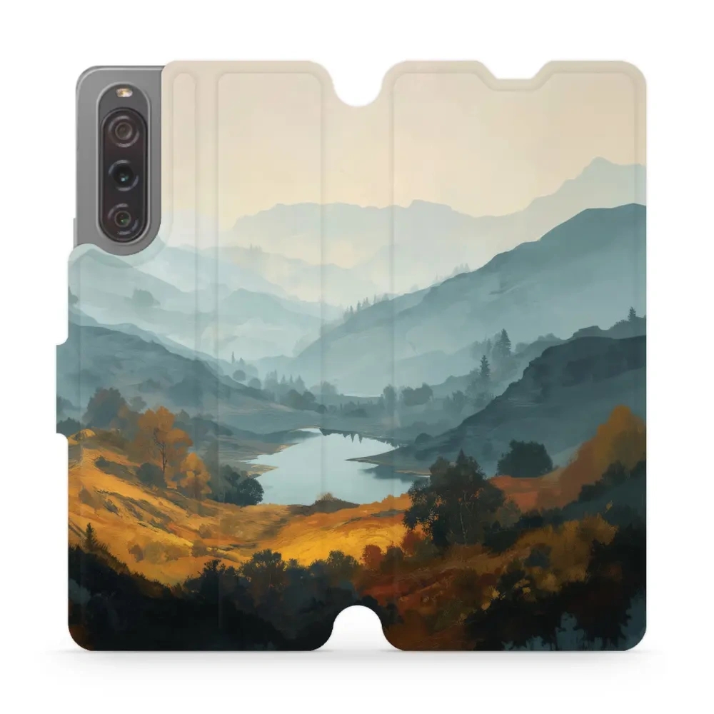 Etui z klapką do Sony Xperia 10 V, Mobiwear Book, jezioro w dolinie