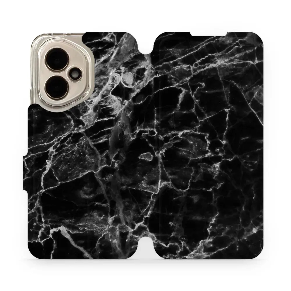 Etui z klapką do Honor 400 5G, Mobiwear Book, czarny marmur